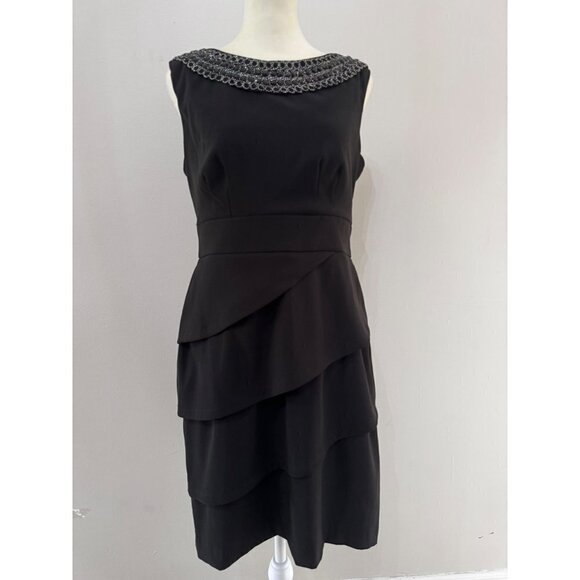 Connected Apparel Black  Dress Embellished Neckline Sleeveless Cocktail size 6 - Picture 1 of 4